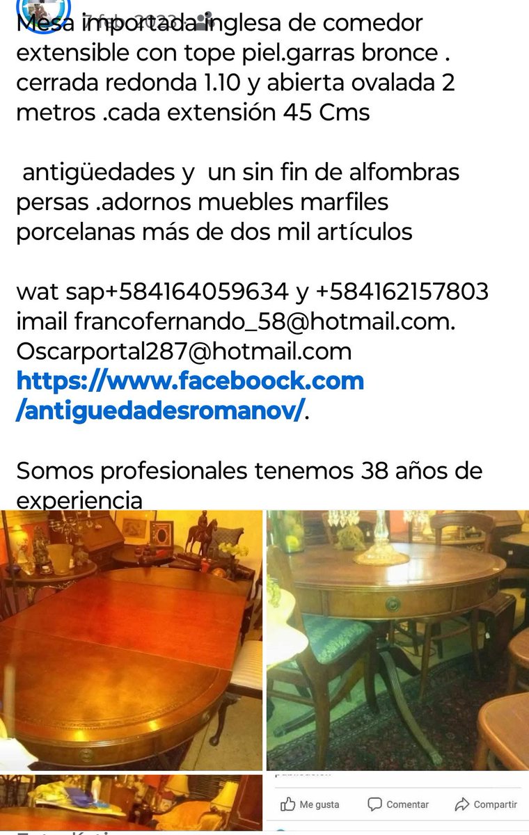 francofernando_'s tweet photo. Mesa redonda inglesa con dos extensiones queda ovalada regency neoclásico inglés madera caoba incrustaciones metálicos de bronce terminaciones metálicas en las patas de garra faldón perimetral  francofernando_58@hotmail.com. Oscarportal287@hotmail.com  https://t.co/GMbgvxb4BK https://t.co/KsKJZqHAfp