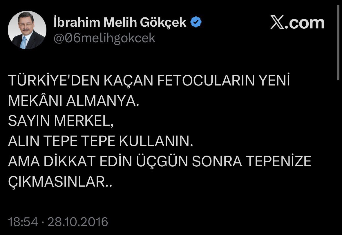 KendineMuhabir's tweet photo. “Oğlum ve torunlarım Alman vatandaşlığı almak için Almanya’da şirket kurdular” diyen İ. Melih Gökçek’in, daha önce Almanya ile ilgili attığı tweetler ortaya çıktı. https://t.co/htetl44HYE