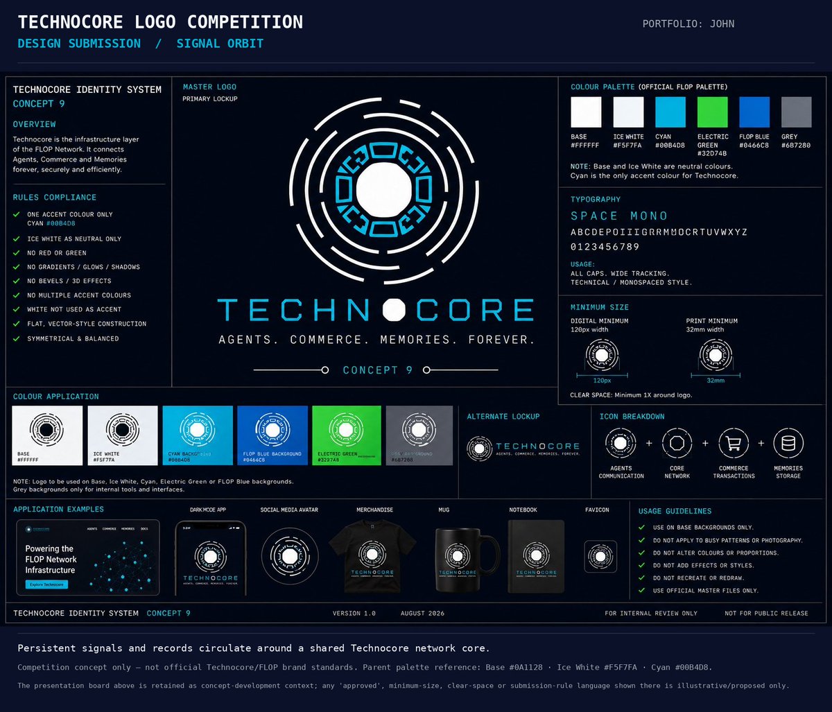 qant2007's tweet photo. @CryptoHayes Technocore Logo Competition — Signal Orbit A persistent computational core with communication and activity radiating across an AI-agent network. Provenance recorded on Technocore via my DID — sequence 2446687 @flop_labs @CryptoHayes https://t.co/fD1WpEGwfq