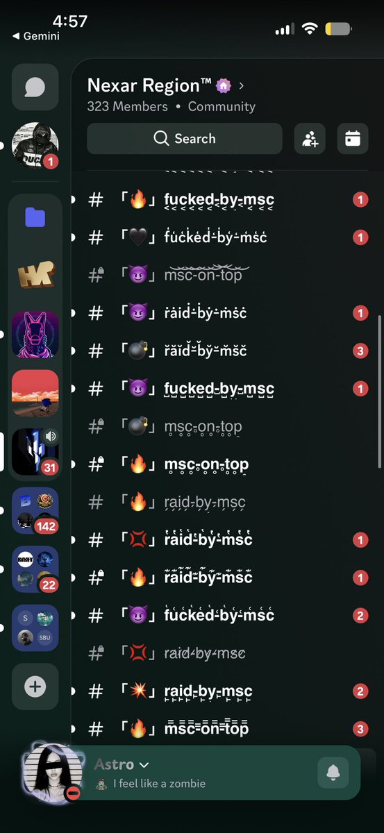 fkastro_'s tweet photo. fear4sky nuke/raided nexar region and yet it was right back up and someone said he asked for someone to send them something weird. he also tried playing it off in my dms as he thought it was a security bot. is didn’t do so good because there security bot stopped it. what a joke 😭