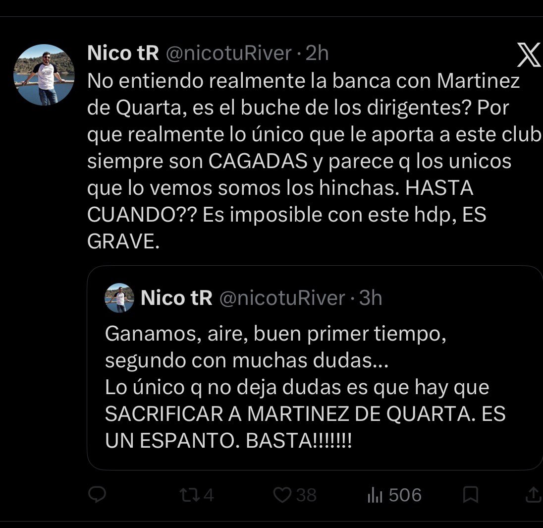 iwownet's tweet photo. @SeniorGallina @Alexisib_912 No me refería a vos, recién te leí el otro día. La crítica más vale que es válida, más aún teniendo tantas cosas para criticar en todos los niveles. Hace años que no se ven tantas malas decisiones en River. Pero pirulos como este que lo único que hacen es criticar no se aguantan https://t.co/CEySekn8CT