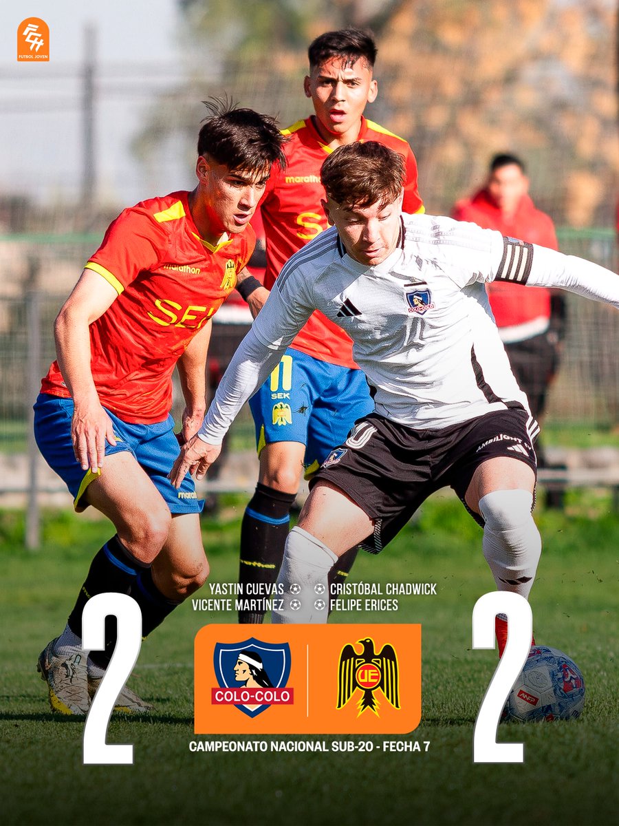 chilenosproye's tweet photo. 📌 ¡EL 'CACIQUE' Y UNIÓN REPARTEN PUNTOS! 🔥🏆

Colo Colo recibió en el Monumental a Unión Española e igualaron 2-2 en un apasionante partido. Anotaron Vicente Martínez y Yastin Cuevas para CC, mientras que en UE anotó Cristóbal Chadwick y Felipe Erices. 🎯 https://t.co/za4FDlAgn6