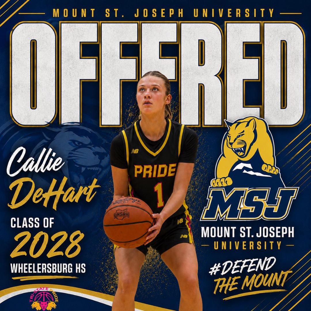 tristpridebball's tweet photo. 🚨 OFFER ALERT! 🚨

Congratulations to @CallieD2028 DeHart | Class of 2028 | Wheelersburg HS on her offer from @MSJ_WomensHoops 

Keep working, Callie! The future is bright! 🔥

#TriStatePride #MSJ #OfferAlert #ClassOf2028 #Recruiting https://t.co/Immj936PN9