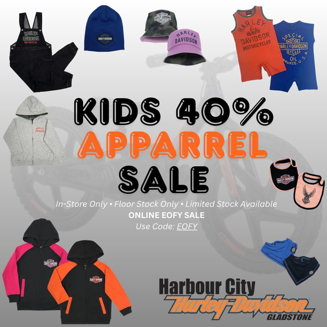 smithpeter4274's tweet photo. Kids’ Harley-Davidson® apparel is 40% off selected in-store stock. Use code EOFY online. Limited stock—shop now before it’s gone. https://t.co/p6fYaq9rZw