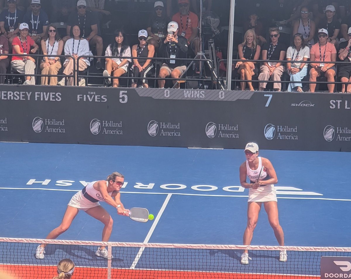 HamPickleball's tweet photo. @katefahey6 &amp; @annabright108 
I know you probably don't want to talk right now and have a lot going on... but when are you going to tell us about the cool new color ways? 
(Here are some great action shots as a bargaining chip) 😘😘👏👏 https://t.co/iz9inCeiNL