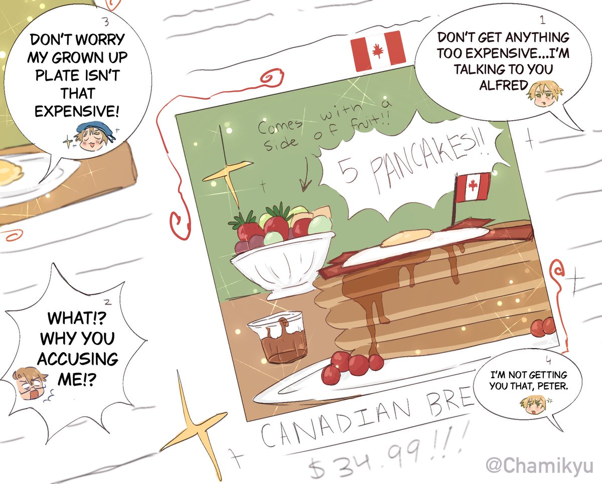 Chamikyu_'s tweet photo. 🇨🇦🥞❤️ Canada’s a little expensive ^^; (1/2)
#hetalia #aph #hws #hetaliacanada #hetaliafanart https://t.co/l7YxOSg11n