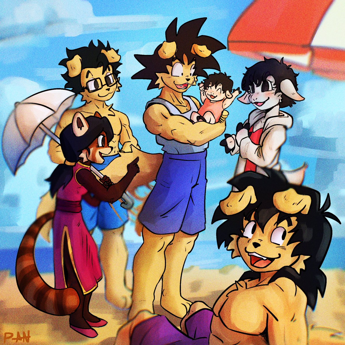 Pan_wa4's tweet photo. Últimos días de verano. 
#dragonball #goku #milk #pan #videl #goten #gohan #furry #summer https://t.co/5KUjTXhtx4