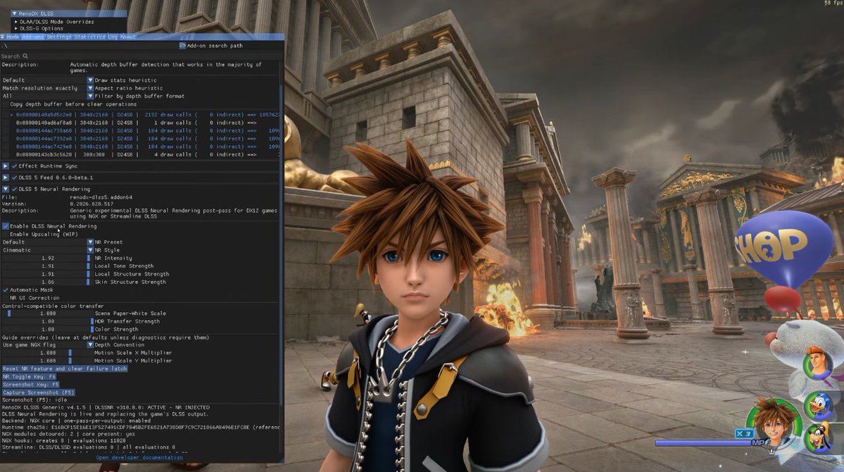 Sammehnetta's tweet photo. Saw a video of someone using DLSS5 in KH3 and this shit actually upsets me 😭 at times the settings they use don't make the game lose *all* its style but no matter what it completely drains it of color and just looks worse than the actual game. I hate this stuff so much https://t.co/H0FIQVYIHM