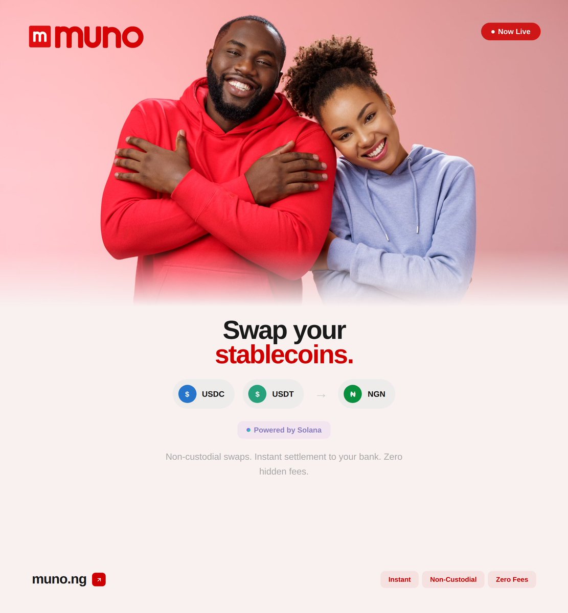 trymuno's tweet photo. Swap USDC and USDT to naira in about a minute. Non-custodial, so Muno never holds your coins — you see the rate and fees before anything moves, and the naira lands in the bank you already use. Start a swap at https://t.co/WN0B2eELS9. #Usdttonaira #Usdctonaira #Cryptonigeria https://t.co/TZCFizizOY