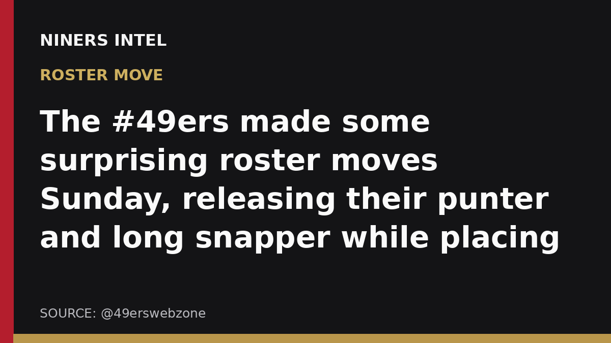 NinersIntel's tweet photo. The 49ers saw their punter, long snapper and two offensive linemen on the roster and decided Sunday needed a full-blown yard sale. https://t.co/jiGtYrZ0OC https://t.co/N4vWU5wq8W