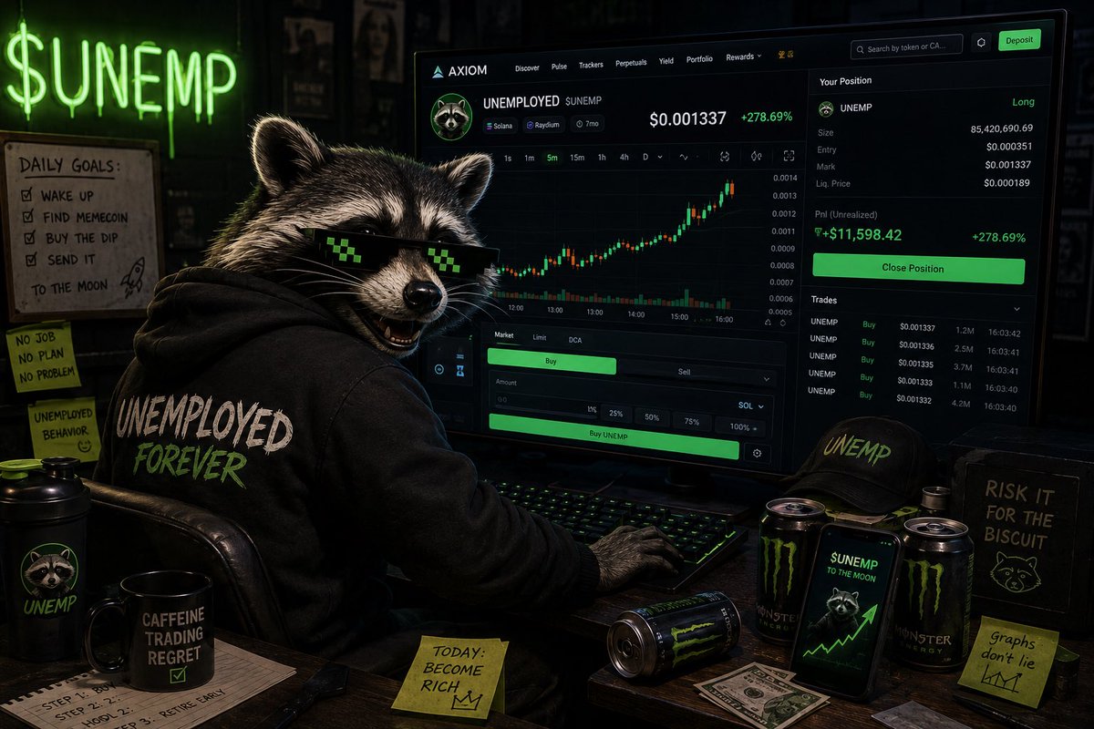 UNEMPtg7k's tweet photo. Got fired from the 9-5.
now I trade from my basement. 🦝📈 https://t.co/zhVwLOkNh8