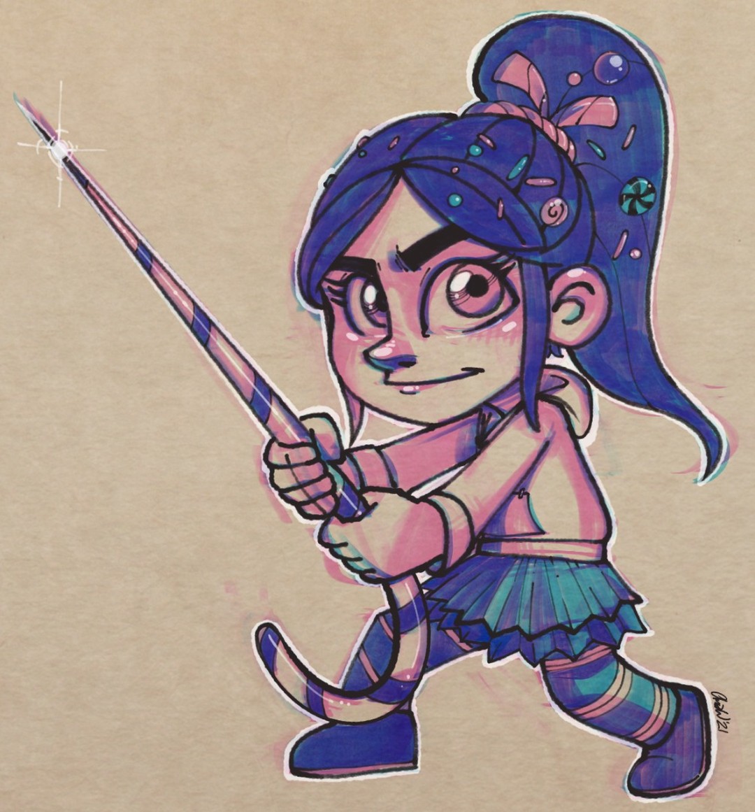 TXFDesign's tweet photo. Drawing in Photoshop of the character Vanellope von Schweetz from Wreck-it Ralph

#wreckitralph #art https://t.co/baGetGk4D6