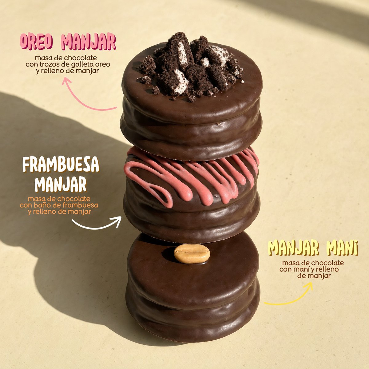 brbaritaa's tweet photo. Gente! Tengo alfajorcitos a la venta esta semana! A solo $1.200 y 5 x $5.000 🤎✨. 
Frambuesa manjar 🩷
Oreo manjar 🖤
Mani manjar 🤎

Entrego en quinta normal, pero puedo moverme a otros metros, consulte no más🙌🏻! 

Su RT es mi nuevo sueldo, gracias ✨ https://t.co/inQ6eUKN68
