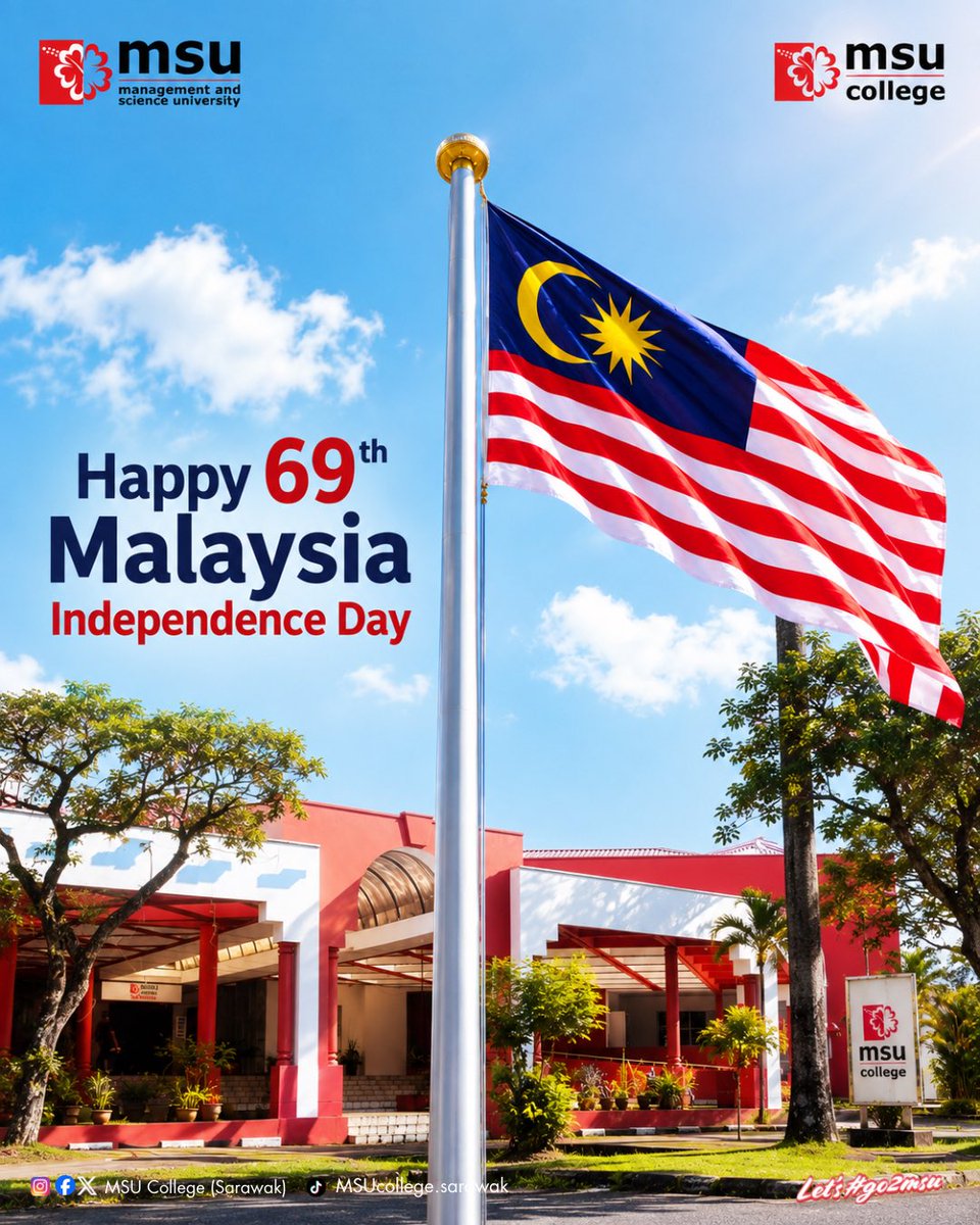 MsucSarawak's tweet photo. ๐ฒ๐พ Selamat Menyambut Hari Kebangsaan ke-69! โค๏ธ๐
Kemerdekaan membuka ruang untuk kita terus melangkah ke hadapan, dan pendidikan menjadi salah satu kunci untuk membina masa depan yang lebih baik. ๐
#Merdeka
#MSUMalaysia
#EveryoneCanApply
#go2msu https://t.co/nuf8ojAqDg
