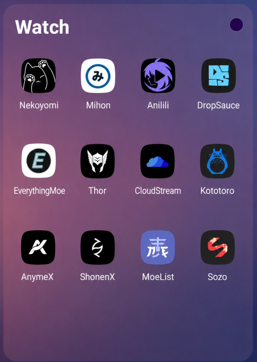 Techjunkie_Aman's tweet photo. This folder replaced almost every anime app I used.

12 apps.
No Play Store restrictions.

Instead of one app trying to do everything, each one has a specific job.

My setup:

• Anilili → Anime
• CloudStream → Media
• AnymeX → Tracking + extensions
• ShonenX → Watch + read
• Sozo → Cross-platform streaming
• Thor → Anime streaming
• Mihon → Manga
• DropSauce → Manga + light novels
• Nekoyomi → Manga reader
• Kototoro → Manga + novels + video
• MoeList → MyAnimeList
• EverythingMoe → Discovery hub

Most of these don't actually host anime or manga themselves.

They're clients that rely on extensions, tracking services, or third-party sources, which is why they're far more flexible than typical Play Store apps.

Once you build a stack like this, it's hard to go back.