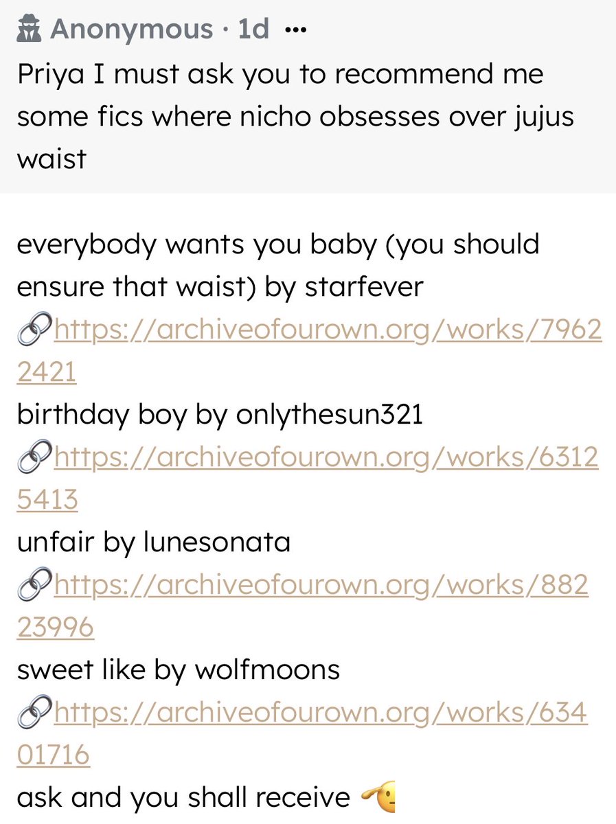 euijoolovebot's tweet photo. Priya I must ask you to recommend me some fics where nicho obsesses over jujus waist — everybody wants you baby (you should ensure that waist) by starfever
🔗https://t.co/HewagxbBWv
birthday bo… https://t.co/ZWEJyXSqHq https://t.co/5DCjZVY9nu