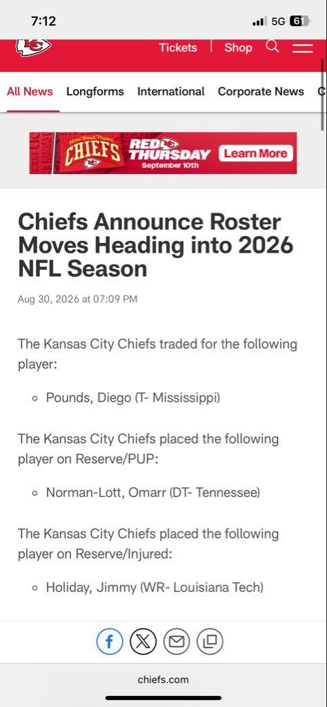 EddieRes's tweet photo. The Chiefs official website unveils all the moves that were made to cut the roster down to 53.

This is a safe space, #ChiefsKingdom  . Feel free to air out your opinions. https://t.co/oWtNiwDZRZ