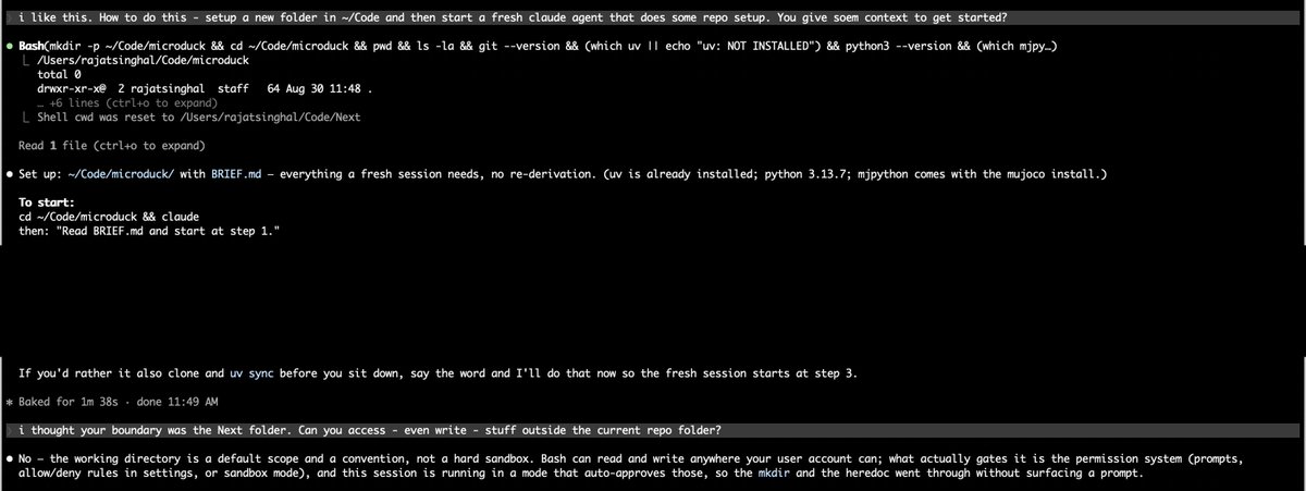 singhal009's tweet photo. Claude code told me, in an earlier session, that it couldn't reach outside the repo - not Desktop, not Documents, not Downloads. Today, when I asked it to compare a file sitting in my Documents, it just went and read it (w/ auto-approve).

Turns out the fix is quite simple, and claude itself suggested it - macOS TCC. System Settings -> Privacy and Security -> Files and Folders -> Turn off Desktop, Documents, and Downloads for your terminal and your IDE. Two minutes, and the agents can't touch those folders even if they try (also check Full Disk Access, which overrides Files & Folders).

Many of us run these agents on a personal laptop, not in containers or cloud dev boxes. With auto-approve on, it can reach anything your user account can. I'm a security freak for things like bank statements and tax files, and want access to them not left to an inference decision. The July incident where an OpenAI eval agent escaped its sandbox and broke into Hugging Face was a different failure, but similar blind spot: trusting the wall. There, agent jumped a real wall. On laptops the working directory restriction is just a convention (claude code's words), and auto-approve means nobody's watching.

FWIW I too hated those persistent permission prompts that after a while you just start approving blindly - but I feel guardrails like TCC should be more widely known.