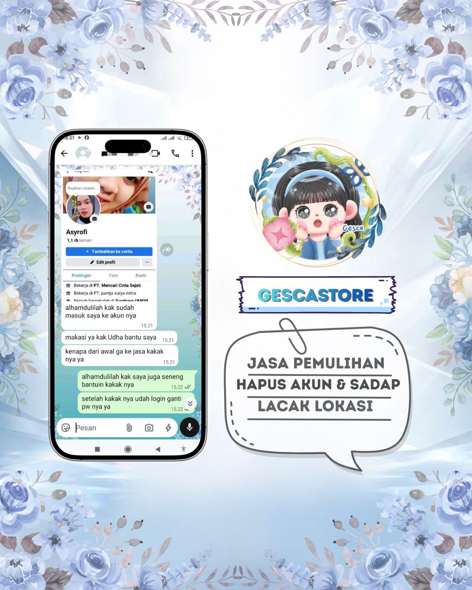 eclaisy's tweet photo. Menyediakan Jasa Pemulihan akun &amp; Jasa Hapus akun, Jasa Lacak Lokasi, Sadap WhatsAp

Hapus akun Facebook, Instagram, Line, Twitter, YouTube, gmail, line all sosmed

Jasa balikin akun Instagram dan Facebook, Tiktok, Linkedlin, Gmail, Line, all sosmed

Fsr? Hubungii WhatsApp Di Bio https://t.co/XI7u0wacUy