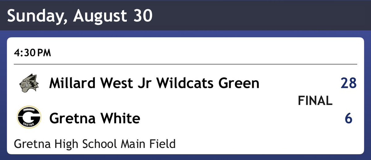2031MWJrCats's tweet photo. The Jr Cats started off the season right with a big win over Gretna today! #TWH #BleedGreen https://t.co/tnTJvT5Xa8