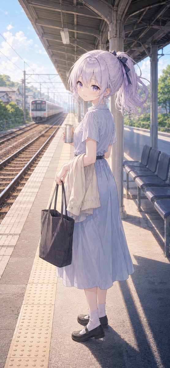 rinpamarumaru's tweet photo. 月曜の朝ホームに着いた瞬間、目の前で電車のドアが閉まった。走れば間に合ったかも。でも、次の一本を待つことにした。数分遅れた世界でも、空はいつもどおり明るくて買った飲み物はちゃんと冷たい。
週の始まりから完璧じゃなくても、たぶん大丈夫。次の電車で、いってきます☀️ #おはようＶライバー https://t.co/Fk36MIfZgL