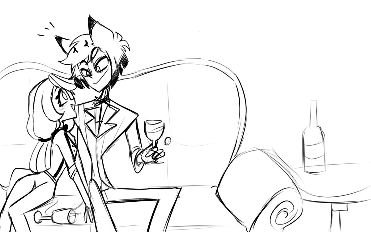 CervaNoir's tweet photo. A little Charlastor sketch I felt like drawing today! With a couple of drinks too many 🌈🦌

#charlastor #HazbinHotel #radiobelle https://t.co/8QbutwvyRg