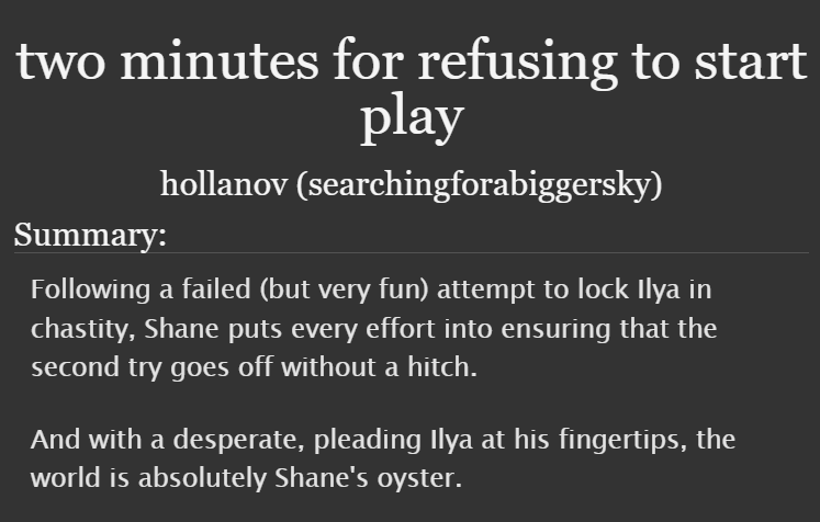 hollanovpseud's tweet photo. new penalties series update! 

✨ chastity (ilya's turn)
✨ sub top ilya
✨ cockwarming
✨ a smidge of piss
✨ ilya gets his ass eaten
✨puppy ilya
✨ sex with a strap-on ;)

https://t.co/QW2G06dCxj https://t.co/WORy9UpBki