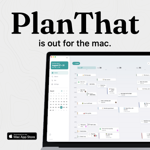 itsGrxffn's tweet photo. PlanThat 0.7.0 is out on iOS, and the Mac app is live today at 1.0.0.

Native on both. Your schedule syncs between them.

New in this one: Ava proposes plans instead of writing them for you, a rebuilt focus mode, and better group scheduling. https://t.co/pJpIvNkKnF