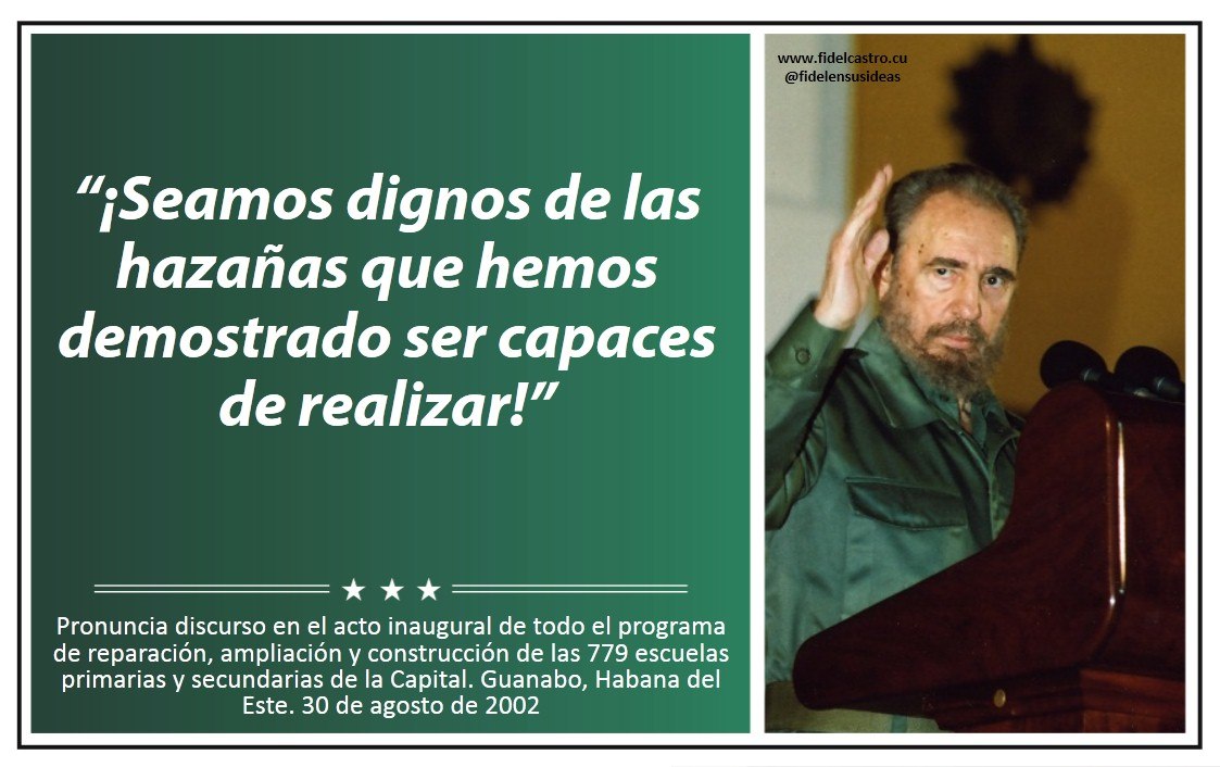 JorgeMadrigalD's tweet photo. Fidel: “¡Seamos dignos de las hazañas que hemos demostrado ser capaces de realizar!”. #100AñosConFidel #CiegodeÁvila #Cuba @LaurelesyOlivo @DeZurdaTeam_ https://t.co/40MvulPROu