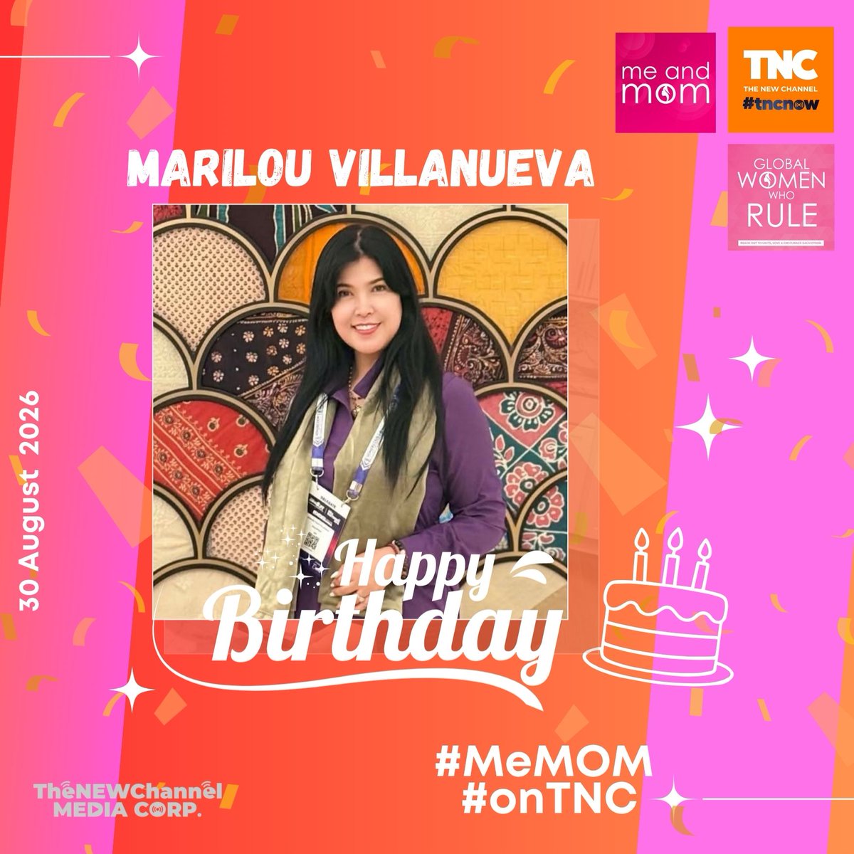 tnc_now's tweet photo. Happy Birthday, Marilou Lot Tolico! From your TNC family, we celebrate you today and always! 🥳❤️
#HappyBirthday #MarilouVillanueva #MeMOM #GlobalWomenWhoRULE #onTNC #TNCNow #WomenWhoInspire #EmpoweredWomen https://t.co/IEofjar0Ed