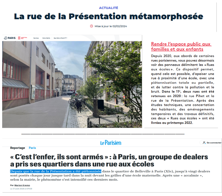 JCQDSE's tweet photo. Avant/après.

Pas de mystère : quand on ferme une rue à la circulation, autre chose prend la place. 

Dans des cas rares, où il a des commerces etc., elle devient une vraie rue piétonne. La plupart du temps une terrasse à picole. Et sinon, un no man's land à problèmes. https://t.co/0d9GZcEDij