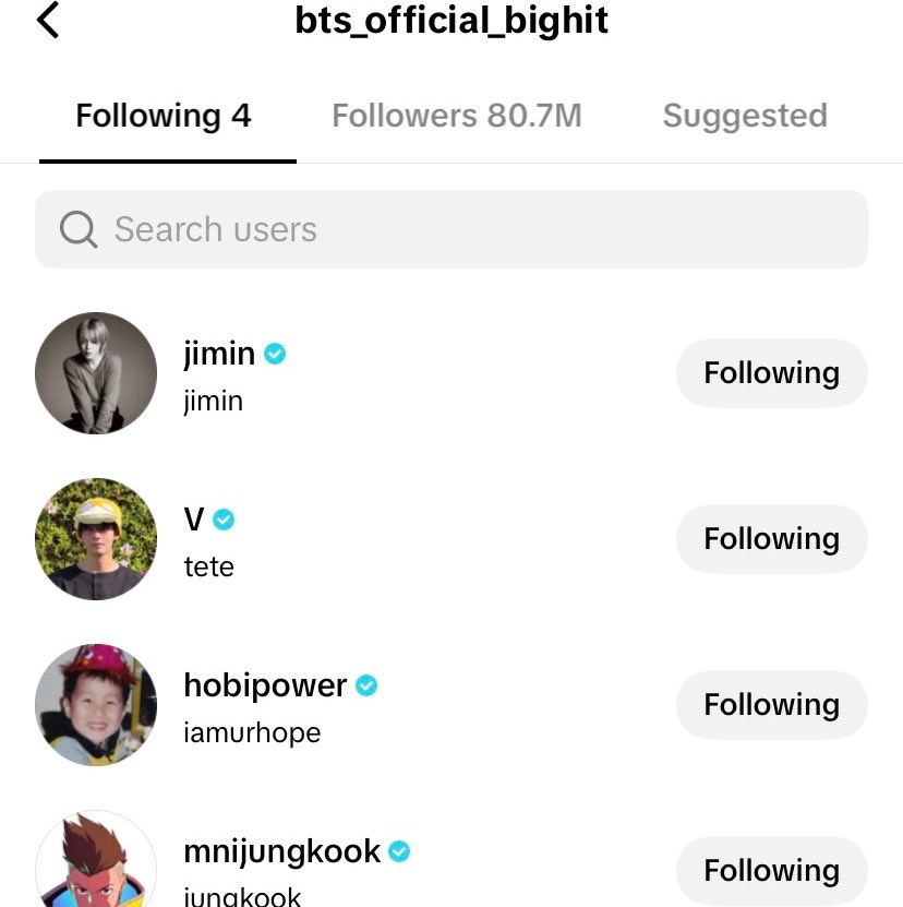 vminiecats's tweet photo. LA CUENTA DE #BTS SIGUE A #JIMIN EN TIKTOK!!! 

Es oficial, Jimin tiene cuenta en TikTok. https://t.co/LDZ0gRSySY