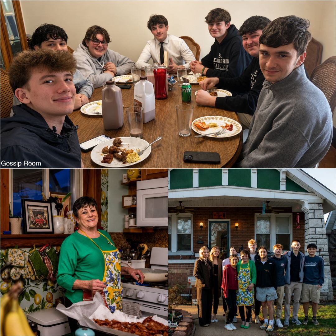 GossipRoomOff's tweet photo. 🚨 Après la mort de leur ami, ils continuent de prendre le petit-déjeuner chez sa grand-mère chaque mercredi. 

À 15 ans, Sam avait pris l’habitude d’inviter ses copains chez sa mamie Peggy, convaincu que ses pancakes, œufs et bacon étaient meilleurs qu’au restaurant.

En juillet 2022, l’adolescent meurt tragiquement dans un accident de la route. Ses amis décident alors de poursuivre leur tradition en sa mémoire. 

Quatre ans plus tard, jusqu’à 30 jeunes se retrouvent encore chez Peggy dès 7h du matin. Des familles et commerces participent même désormais aux courses. Une magnifique façon de faire vivre le souvenir de Sam. 🥹❤️ (via St. Louis Post)