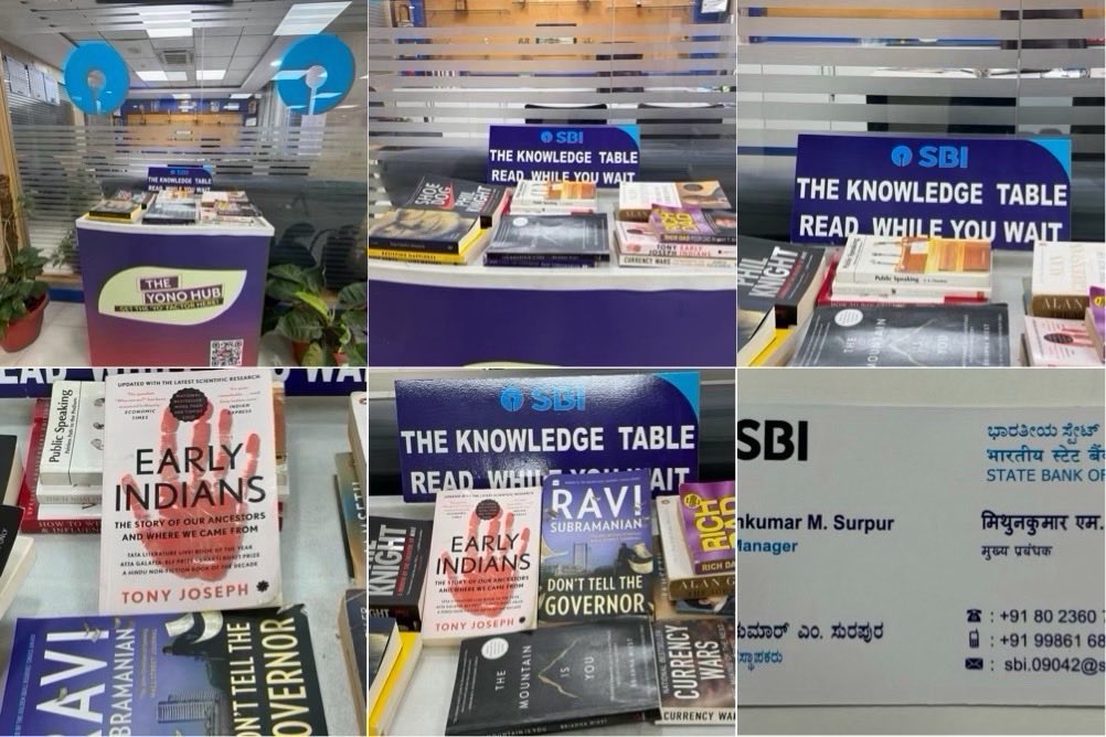AhujaSharath's tweet photo. @CGMSBIBan Such a Delight to have the Chief Manager of the SBI Dollar Colony Branch, Bangalore, Encourage Customers to read books while they wait at the Bank https://t.co/lK1j5IPXt6