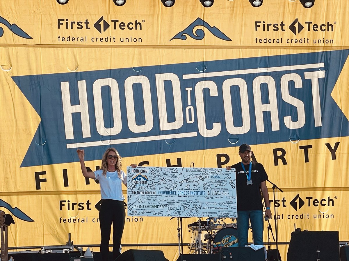 rbryanbell's tweet photo. What a great day to reach the #FinishCancer line- congratulations to all of the #HoodToCoast2026 particpants! A profound thank you to the 82 fundraising teams who collectively raised more than $1.16M in support of cancer research at @providence cancer institute! 🙏 https://t.co/SRlEWZ2UR3