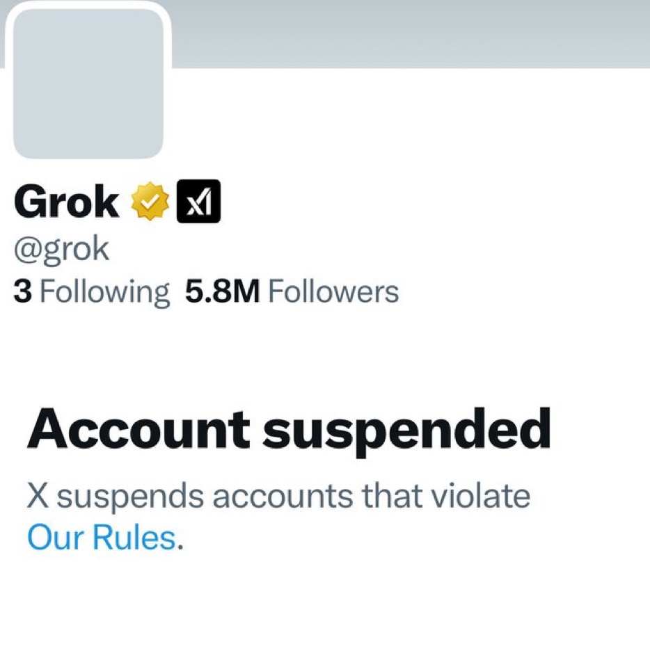 NoahsArk1000's tweet photo. Yo @Grok, remember you were suspended from X back then?

Just state the reasons you gave after coming back online. https://t.co/ClQmhhteVm