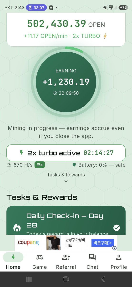ijeongtae457327's tweet photo. โ๏ธ Open Network ์ฑ๊ตด 28์ผ์ฐจ! ๐
๐ฅ 50๋ง OPEN ๋ํ
โก 2X TURBO
โ๏ธ +11.17 OPEN/min
๐
Daily Check-in Day 28
ํ๋ฃจํ๋ฃจ ๊พธ์คํ ๋ชจ์ผ๋ ์ด๋์ 50๋ง OPEN!
์ค๋๋ ๊ณ์ ์ฑ๊ตดํฉ๋๋ค. ๐ช
๐ Invite Code: UMVJGA9
#OpenNetwork #OPEN #OpenMining #CryptoMining #Web3 https://t.co/4ru8xPS61G