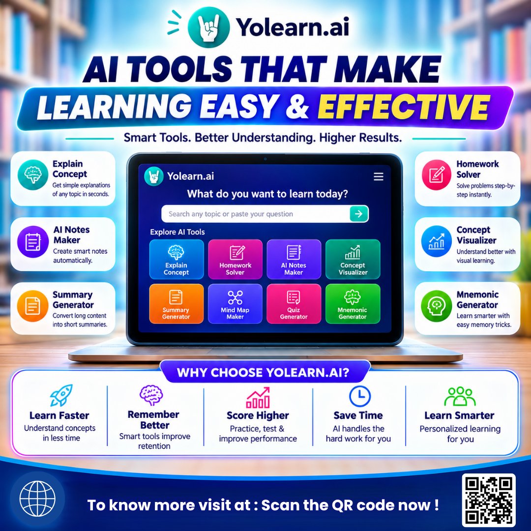 Yolearn_ai's tweet photo. Learning just got smarter with Smart AI Powered tools !
With https://t.co/MV2z3rIjr5. Puts powerful learning tools in one place.
📲 Visit at: https://t.co/TP2QnPz5uO now and upgrade the way you learn!
#YoLearnAI #AILearning #AIForStudents #SmartLearning #EdTech #StudySmart https://t.co/14Y0rfM5TW