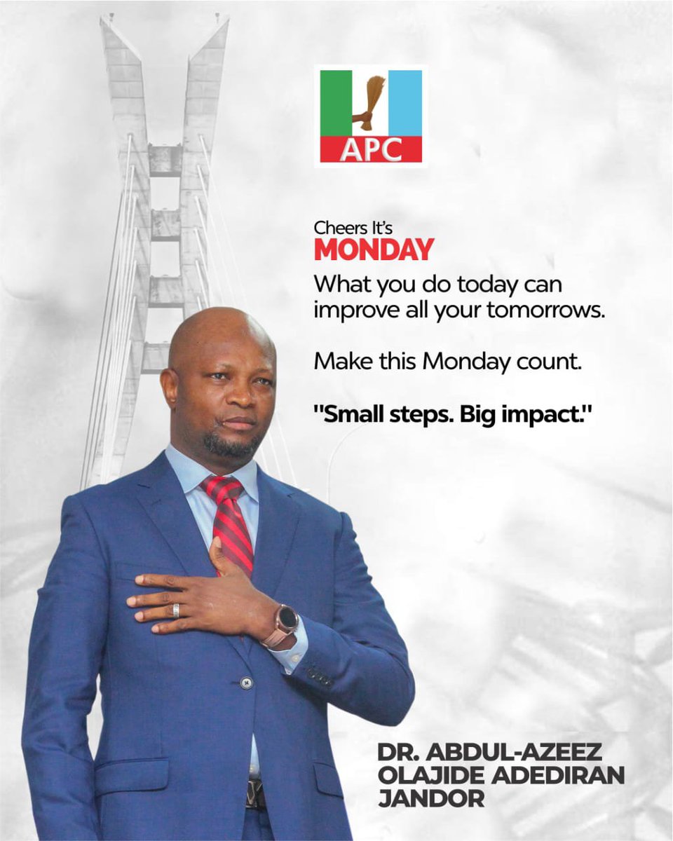 lagosforlagos's tweet photo. WELCOME TO MONDAY
*What you do today can improve all your tomorrows. Make this Monday count.*
"_Small steps. Big impact._"
#JANDORofLagos
#MondayMotivation #NewWeekNewGoals #StayProductive
#Lagos4Lagos#ItIsTime
#LaFunkky https://t.co/hIDF2Kvwql
