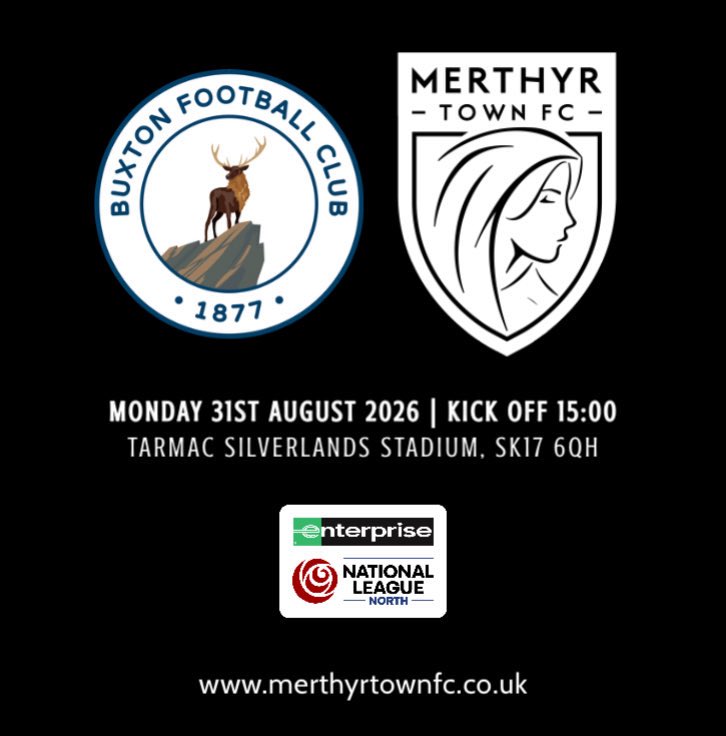 MerthyrTownFC's tweet photo. M A T C H D A Y 

Derbyshire awaits for some Bank Holiday Football 🚌

🆚 @Buxton_FC 
🕒 15:00 
🏟️ Tarmac Silverlands Stadium, SK17 6QH 
🎟️ https://t.co/IaIuygMked

#OurTownOurClub | #WeAreMerthyr https://t.co/fDb1rFTgTB