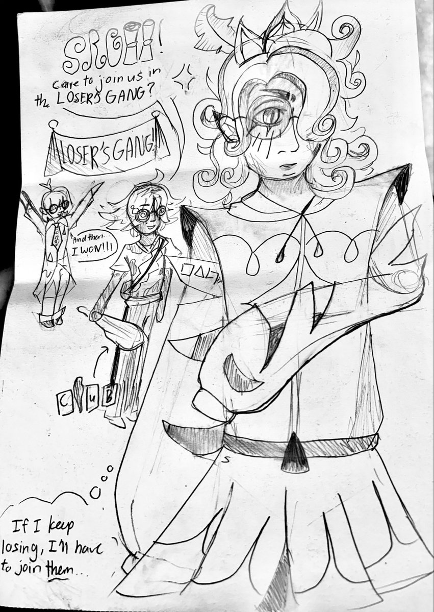 potofroux's tweet photo. Scroll might have to join the loser’s gang again😔😔
+ a doodle from what happened yesterday 
(omg the paper is so folded🙃)
#earclacks https://t.co/rU38f91jo3