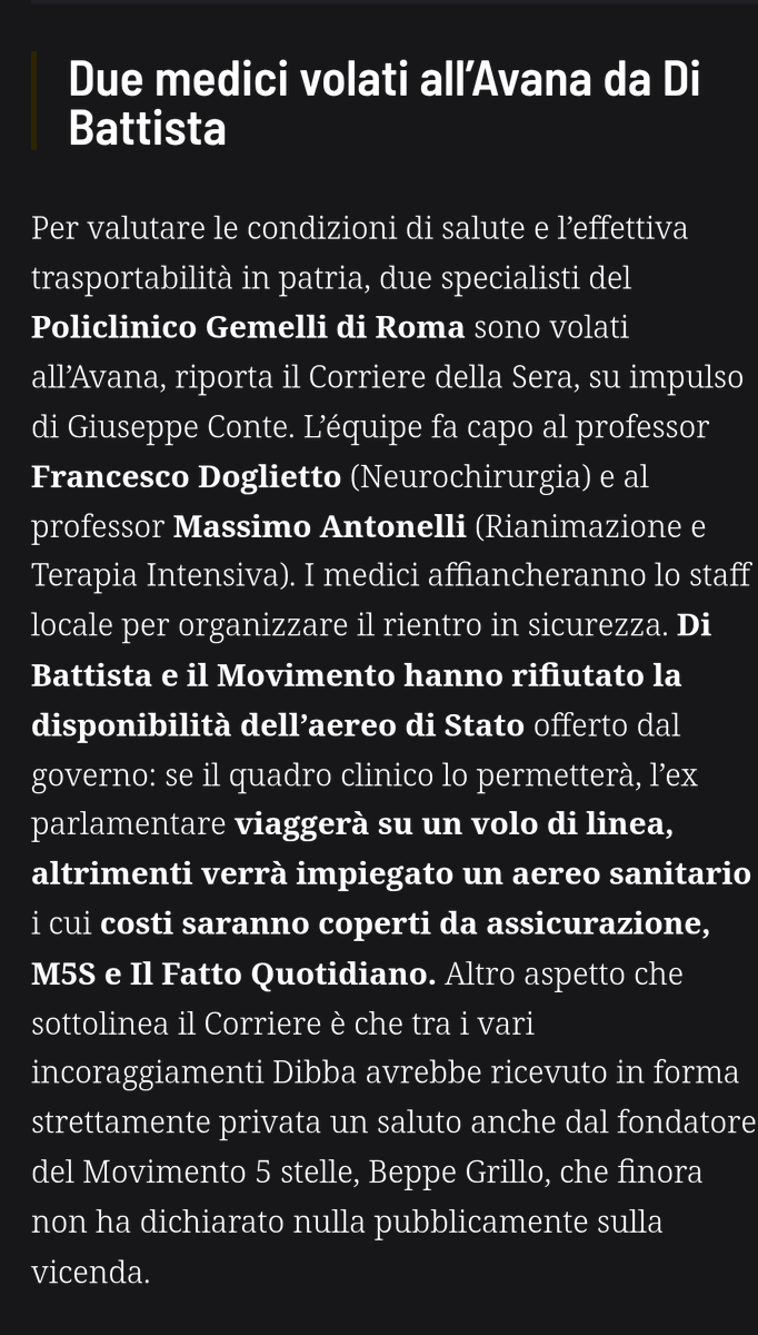 kiara86769608's tweet photo. Secondo quanto riporta il Corriere l'ex deputato ha rifiutato il volo di Stato: prenderà un aereo di linea quando potrà o un volo sanitario coperto con gli aiuti di M5S e Fatto Quotidiano.
https://t.co/qPxogkaCzT https://t.co/grr7ea6DPN