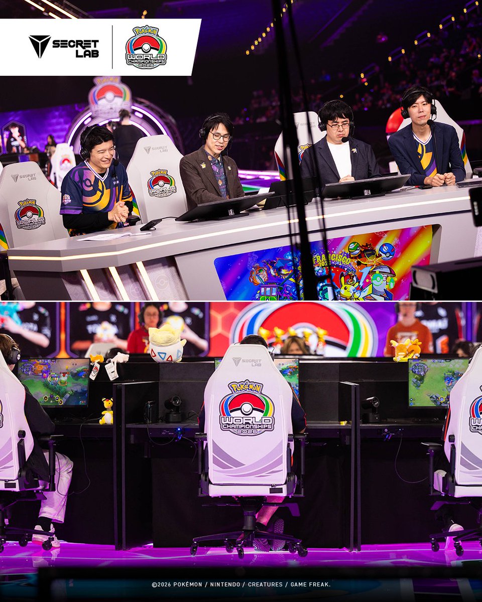 secretlabchairs's tweet photo. Powering the best Trainers on stage as they battle for the title of World Champion. Created just for the Pokémon World Championships, the Secretlab TITAN Evo Pokémon World Championships 2026 Edition helps Trainers find glory with tournament-grade ergonomics: https://t.co/jTrydKFPZt 

#PokemonWorlds #Pokemon