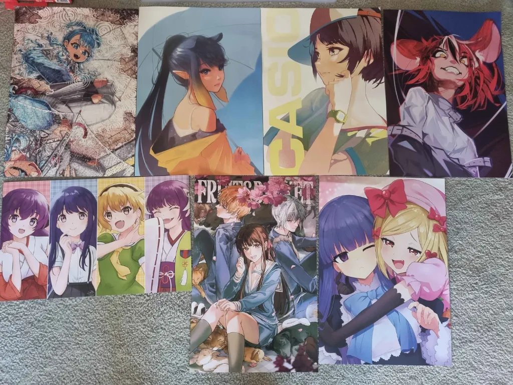 roundofben92141's tweet photo. Another con, another merch haul.
Didn't go too crazy at Artist Alley this time, instead, I got some signs!
Thank you to Miho Okasaki-san and Yui Makino-san!
Also thank you to the artists I bought from, the Starlight Stage performers, and to the maids and butlers!
#Animaga https://t.co/8XADMrFw1i