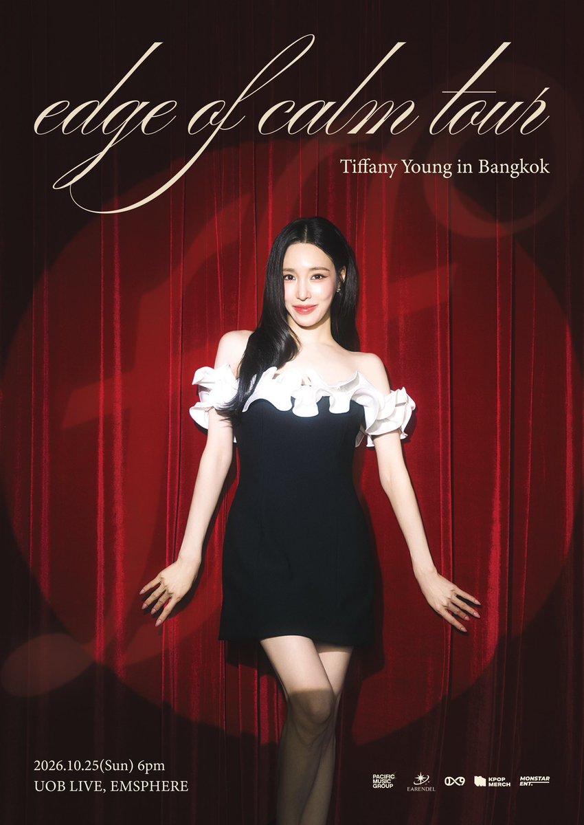 ByKpopmerch_TH's tweet photo. Tiffany Young: Edge of Calm Tour in Bangkok

📢 เปิดจำหน่ายบัตรแล้วตอนนี้!

ยองวอนและโซวอนไทย มาเติมรอยยิ้มกับ Tiffany Young 💗 ได้ใน Tiffany Young: Edge of Calm Tour in Bangkok

⬇ ใครยังไม่มีบัตรสามารถซื้อได้เลยตอนนี้ที่ ⬇
https://t.co/NtESoGcd3u

📅 วันแสดง: 25 ตุลาคม 2026
⏰ เวลา: 18:00 น. (ICT)
📍 สถานที่: UOB LIVE, EMSPHERE
🎫 ราคาบัตร: 6,600 / 5,500 / 4,600 / 3,500 / 2,900 บาท

#TiffanyYoung #티파니영 #EdgeofCalmTour