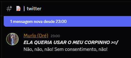 gioribeirog's tweet photo. Eu amo q no discord q eu jogo RPG tem uma aba que o meu amg posta tweets personalizados depois de cada sessão kkkk https://t.co/kJmMKM6F4L