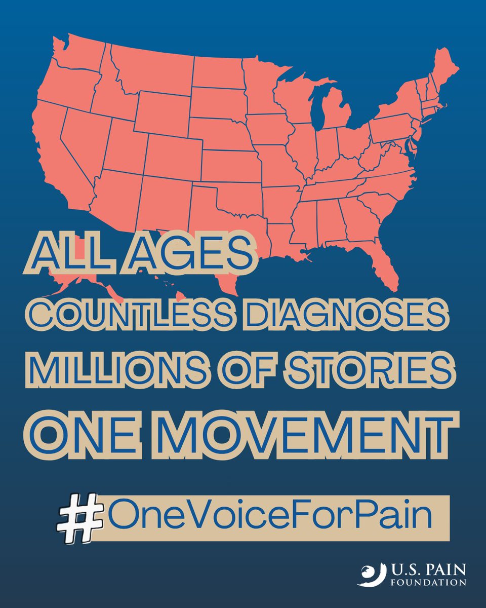 US_Pain's tweet photo. All Ages. Countless Diagnoses. Millions of Stories. One Movement.
This #PainAwarenessMonth, we’re bringing our voices together to create #OneVoiceForPain.
Your story matters. Your voice matters. Follow all month: https://t.co/NHKY3tEQHP
#USPainFoundation #LetsChangePain https://t.co/3rcJw6eEQZ