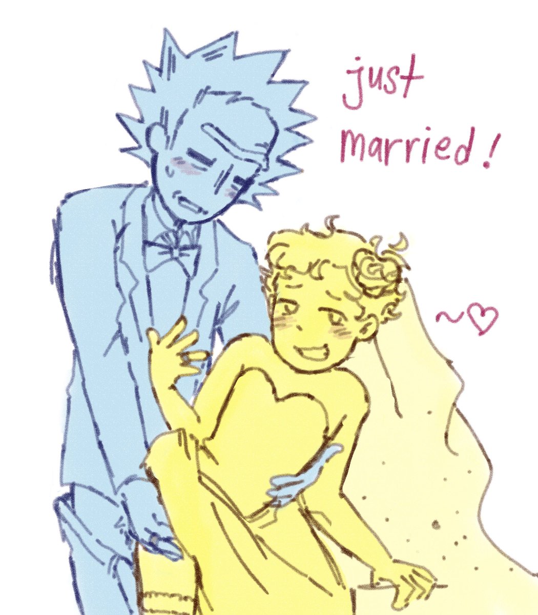 rickortygay's tweet photo. rick really couldn't help it, his boywife looked too good in that wedding dress https://t.co/h1EydElrlU