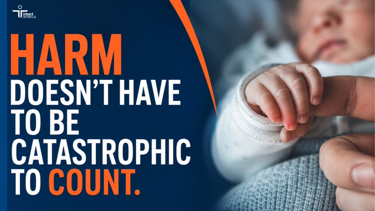 intactamerica's tweet photo. Harm does not have to be catastrophic to count.

Pain counts. Scarring counts. Lost tissue counts. An irreversible decision made without your consent counts.

Why permanently alter a healthy child when the choice can be left to him?

#CircumcisionHarm #BodilyAutonomy https://t.co/nSUO96bi66