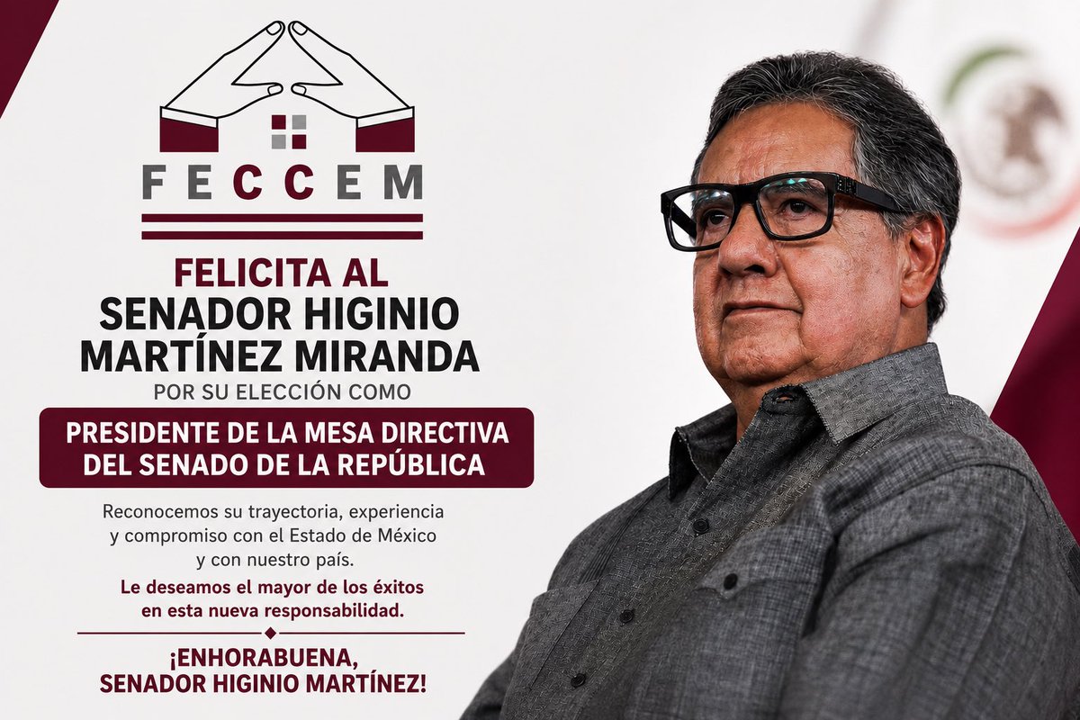 FECCEM1's tweet photo. Felicidades, Dr. @higinio_mtz . Desde La Paz, sus amigos de FECCEM le deseamos el mayor de los éxitos. ✅

#MexiquensesDeCorazon
#FeccemSi

Tranquilino Lagos
Martha Guerrero
Emmanuel Ceron Crisostomo https://t.co/Ib0N6WM7Oj